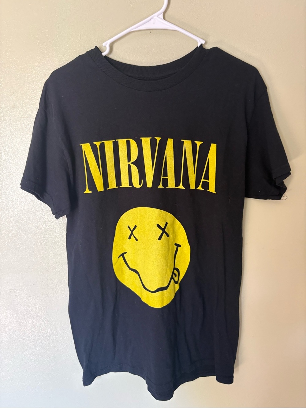 NIRVANA Black Short-Sleeve Tee with Yellow Logo